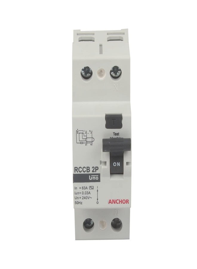 Anchor by Panasonic 98210 Uno Series 63 Ampere Dual Pole 30Ma RCCB, (Polycorbonate, White) - Image 1